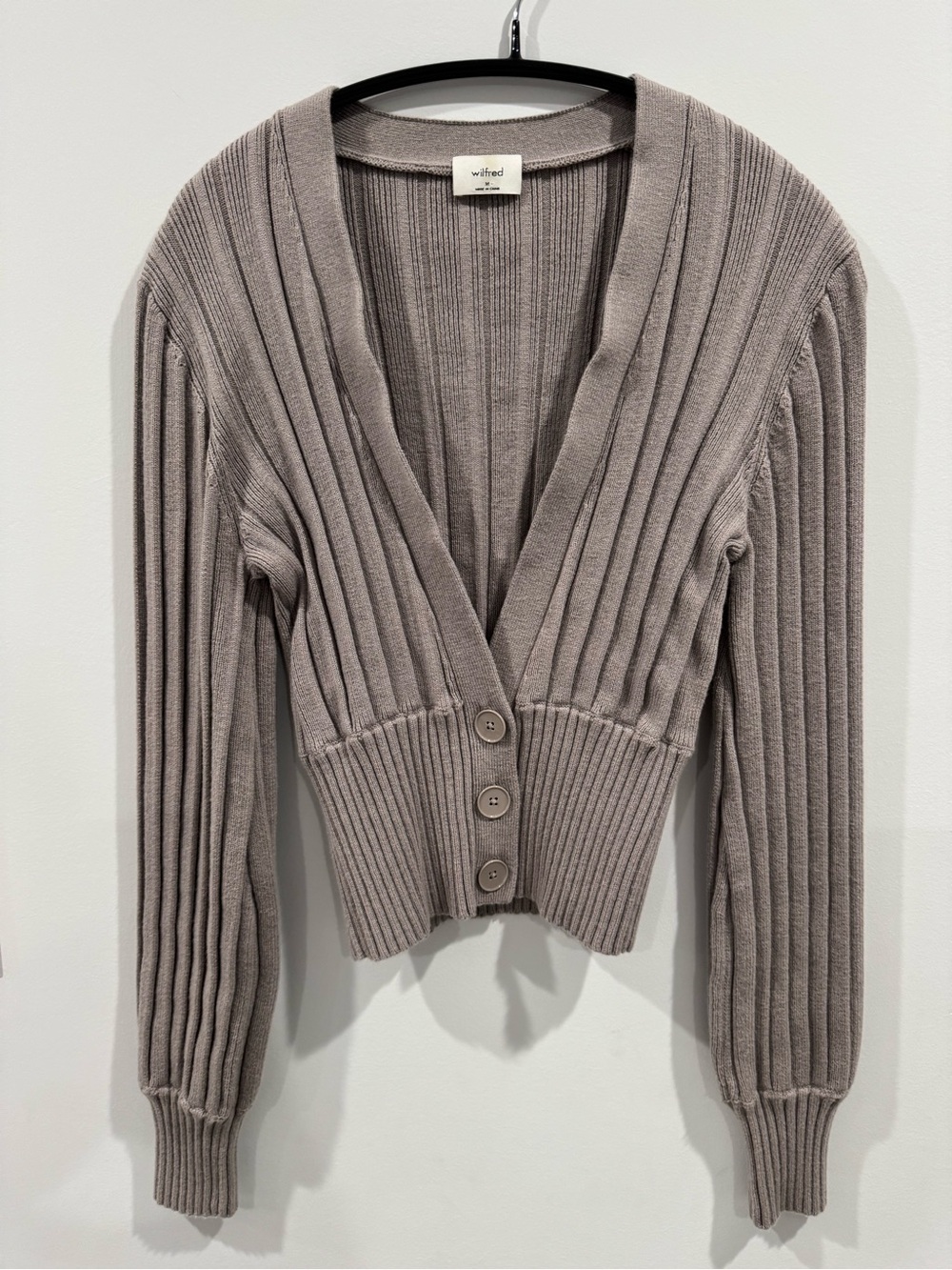 Wilfred Free Plunge Front Cardigan (Aritzia) - Taupe